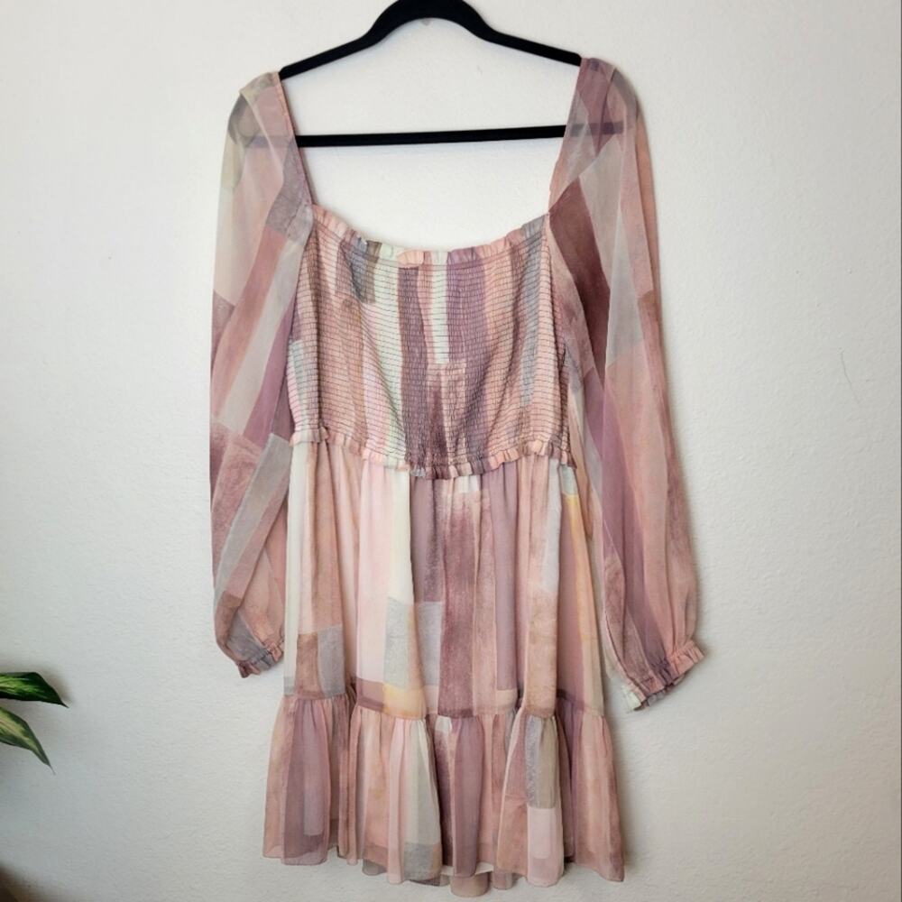 Aritzia Wilfred Tempest Pink Patchwork Tiered Min… - image 2